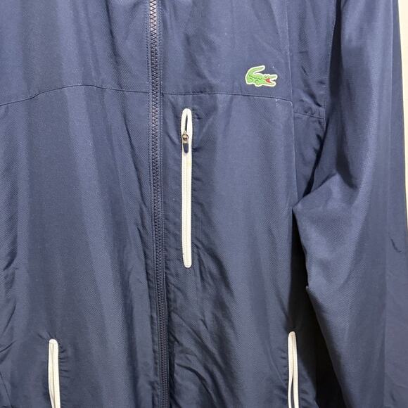 Lacoste Sport Dark Blue Full Zip Track Jacket Men's XL Multicolor Collar - Picture 4 of 15